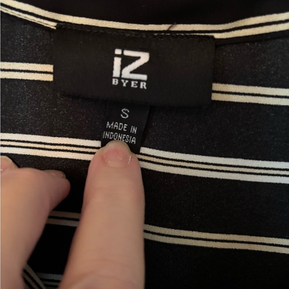 Iz Byer Black and White Striped Button Down Shirt - Picture 5 of 5